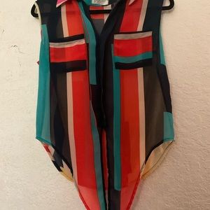 TOSKA MULTI COLORED SHEER BLOUSE